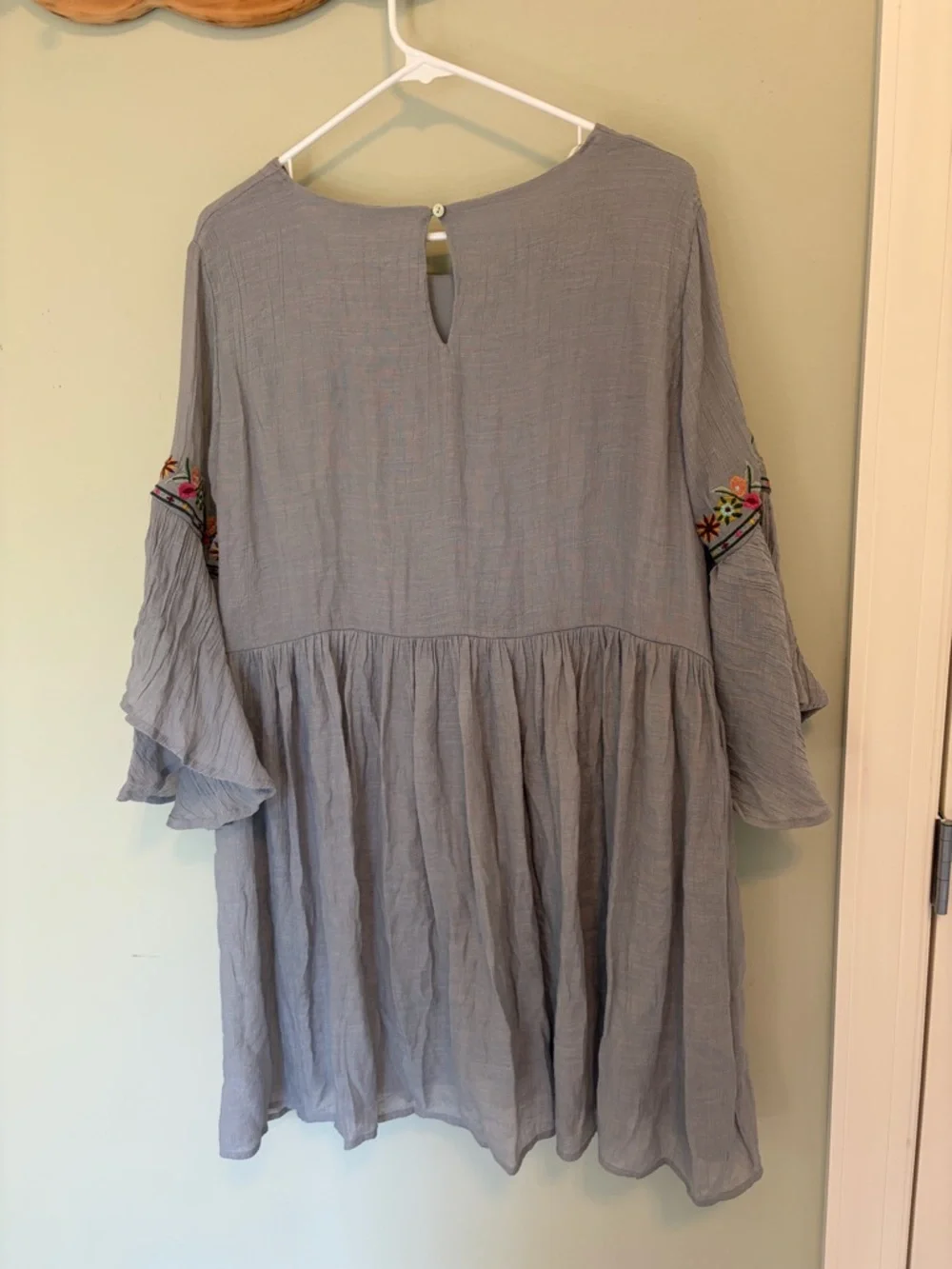 Umgee Light Blue Embroidered Peasant Blouse - Picture 4 of 4